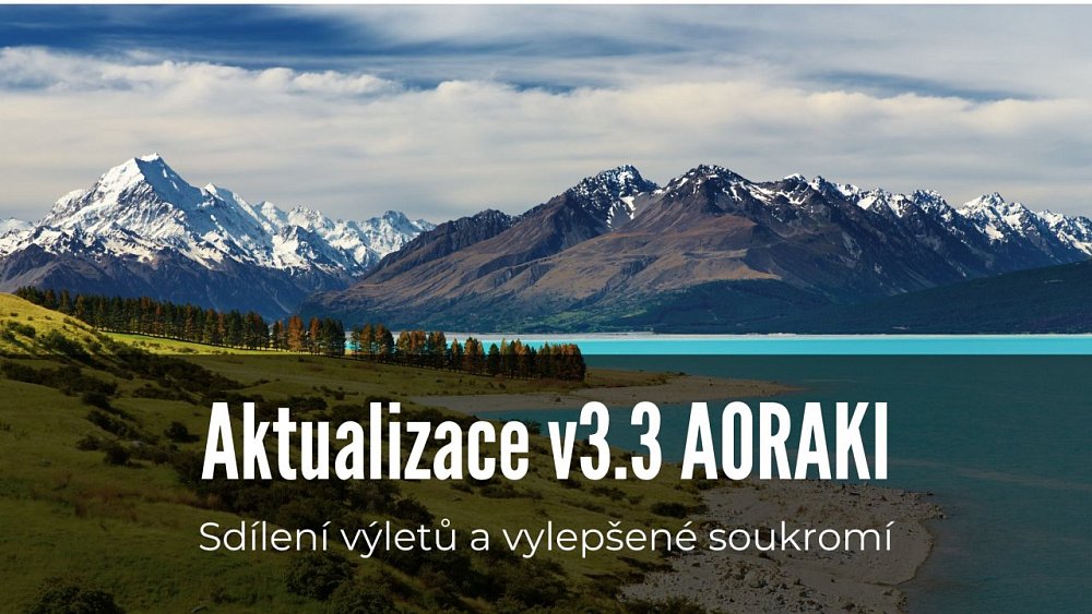 Aktualizace v3.3 Aoraki - Sdílení výletů a vylepšené soukromí